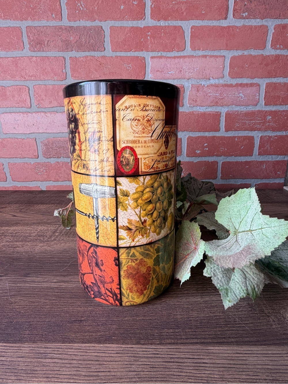 Certified International Vintage Wine Cylinder Vase - Tuscan Kitchen Decor